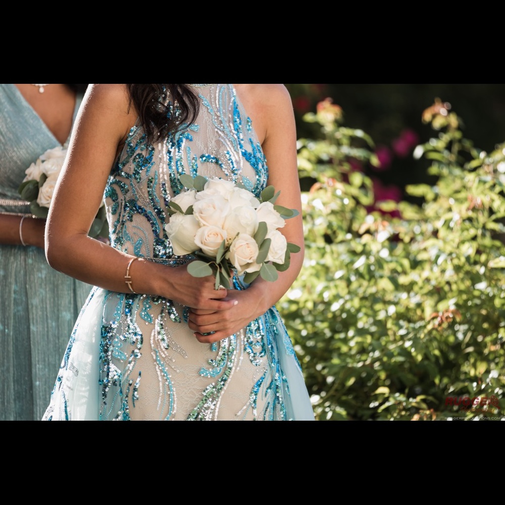 Turquoise Blue Couture Gown